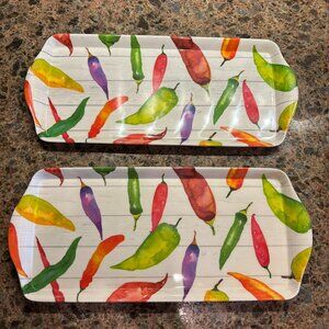 Set of 2 Multicolor Pepper Melamine 15" Sandwich Trays Bright Hobby Lobby